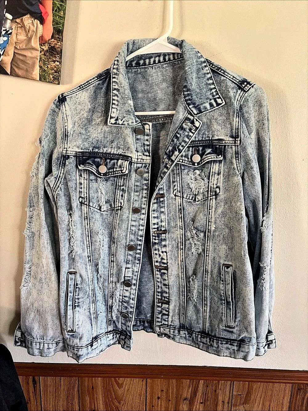 Distressed Denim Jean Jacket in Blue
